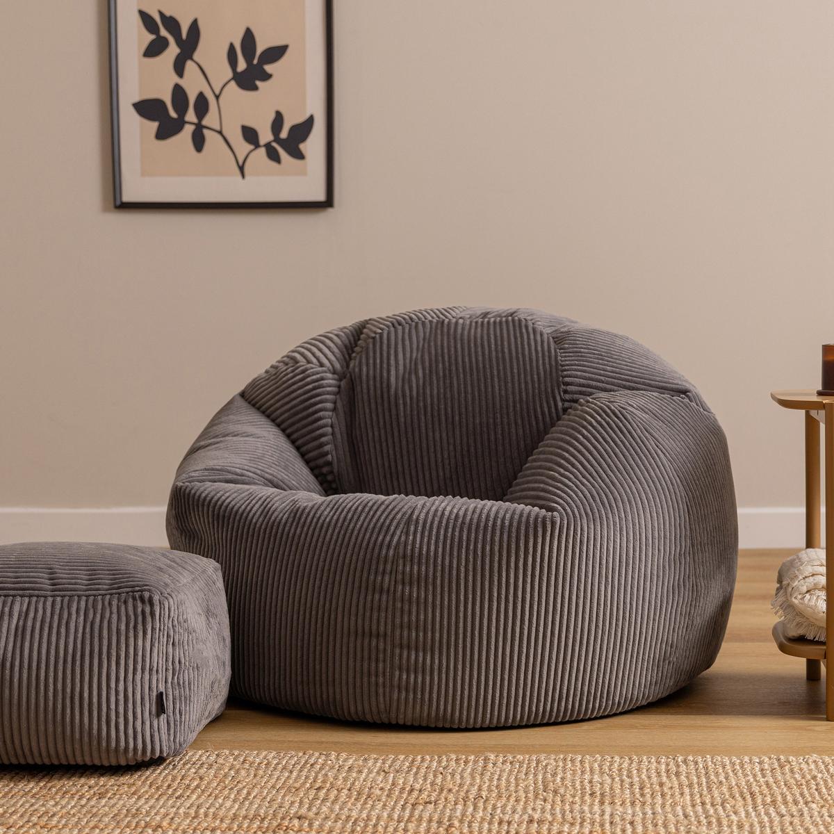 SITZSACK mit Hocker Kingston XXL - Anthrazit, Textil (92/52/92cm) - icon