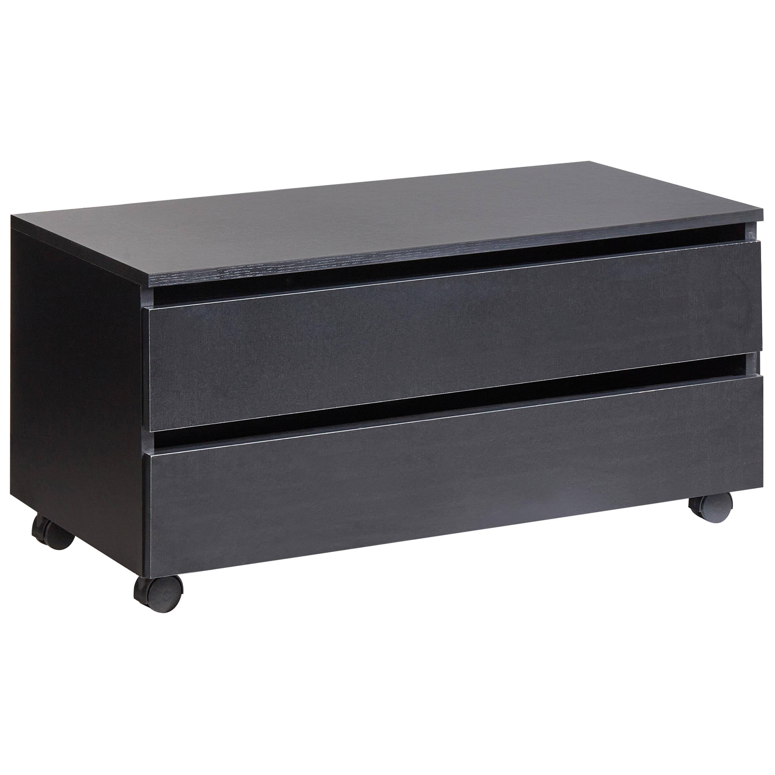 BADEZIMMERSCHRANK mit Rädern 80 cm Schwarz Teresina - Schwarz, Holzwerkstoff (80/38/39cm) - Beliani