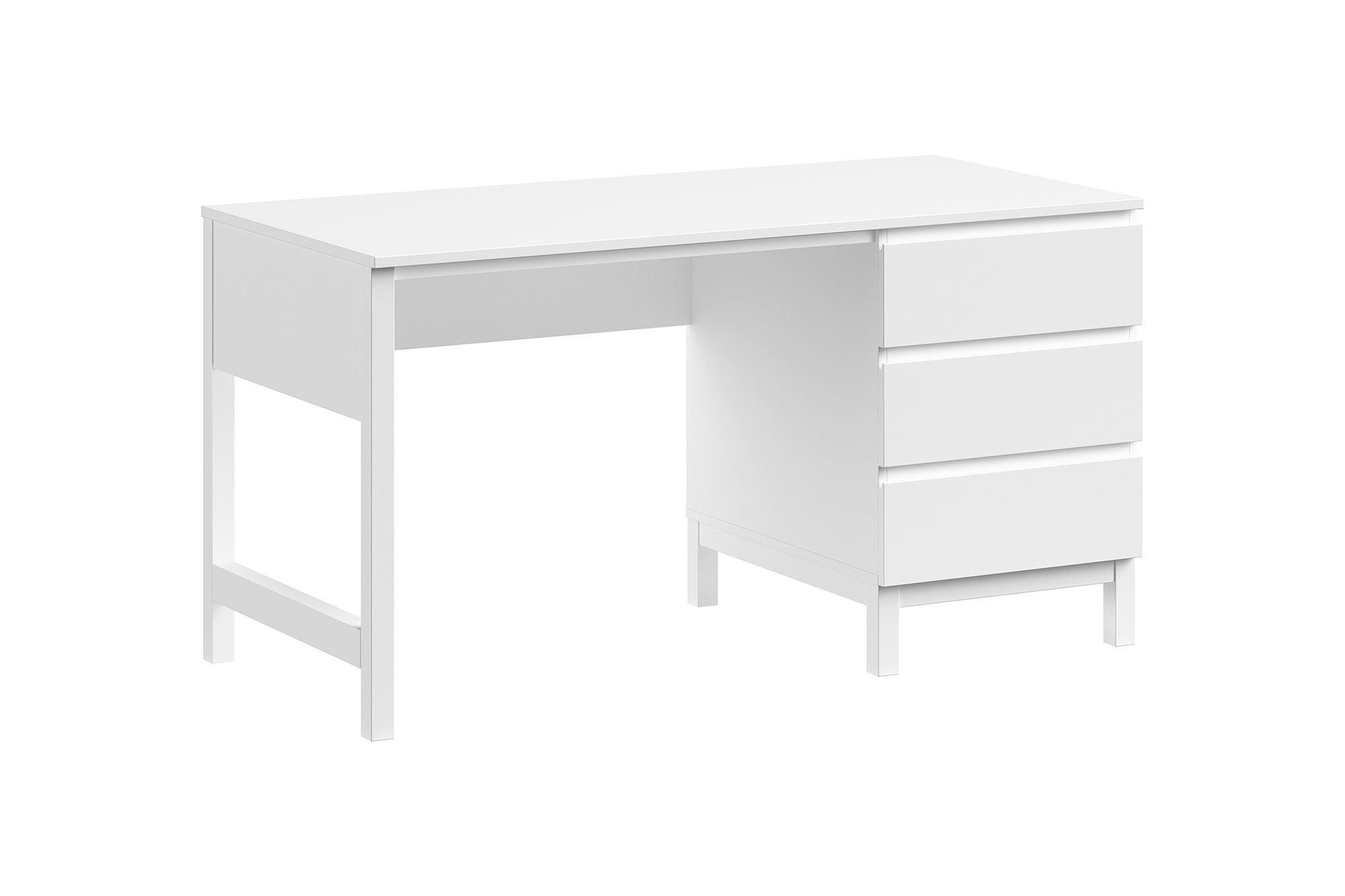SCHREIBTISCH MDF Kiefer weiß 3 Schubladen robust stabil pflegeleicht - Weiß, Holz (140/70/75cm) - 58aufmkessel