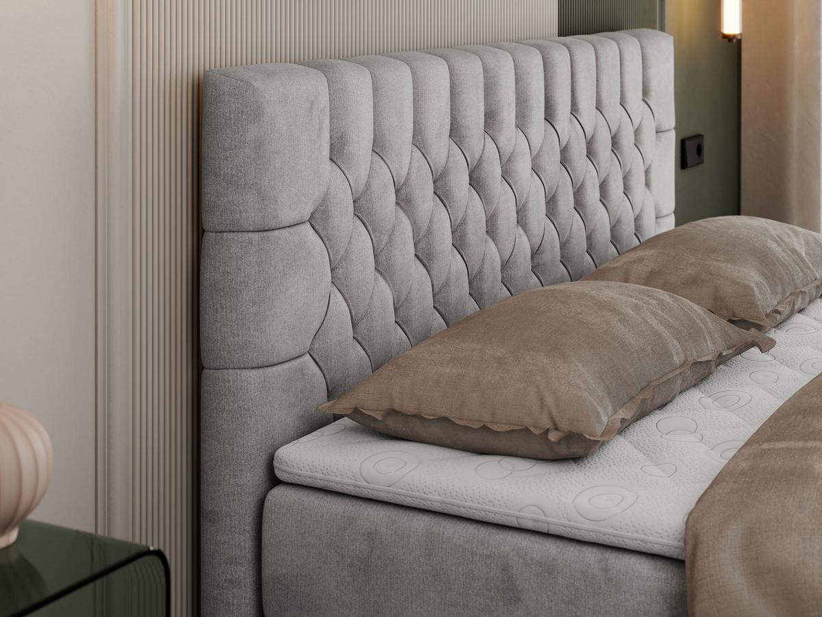 BOXBETT PERA 120/200 Hellgrau Velvet - H4 - Hellgrau, Holz/Textil (120/200cm) - MKS