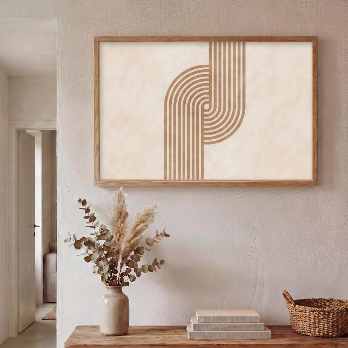 WANDLEUCHTE MIT AKKU Symmetrische Biegung - kupferfarbig 100x70 cm - Beige, Holzwerkstoff (100/70/8cm) - OnlyWow