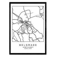 POSTER Belgrad Stadtkarte – Nordisch A3 Rahmenlos - Klar, Papier (29.7/5/42cm) - Nacnic