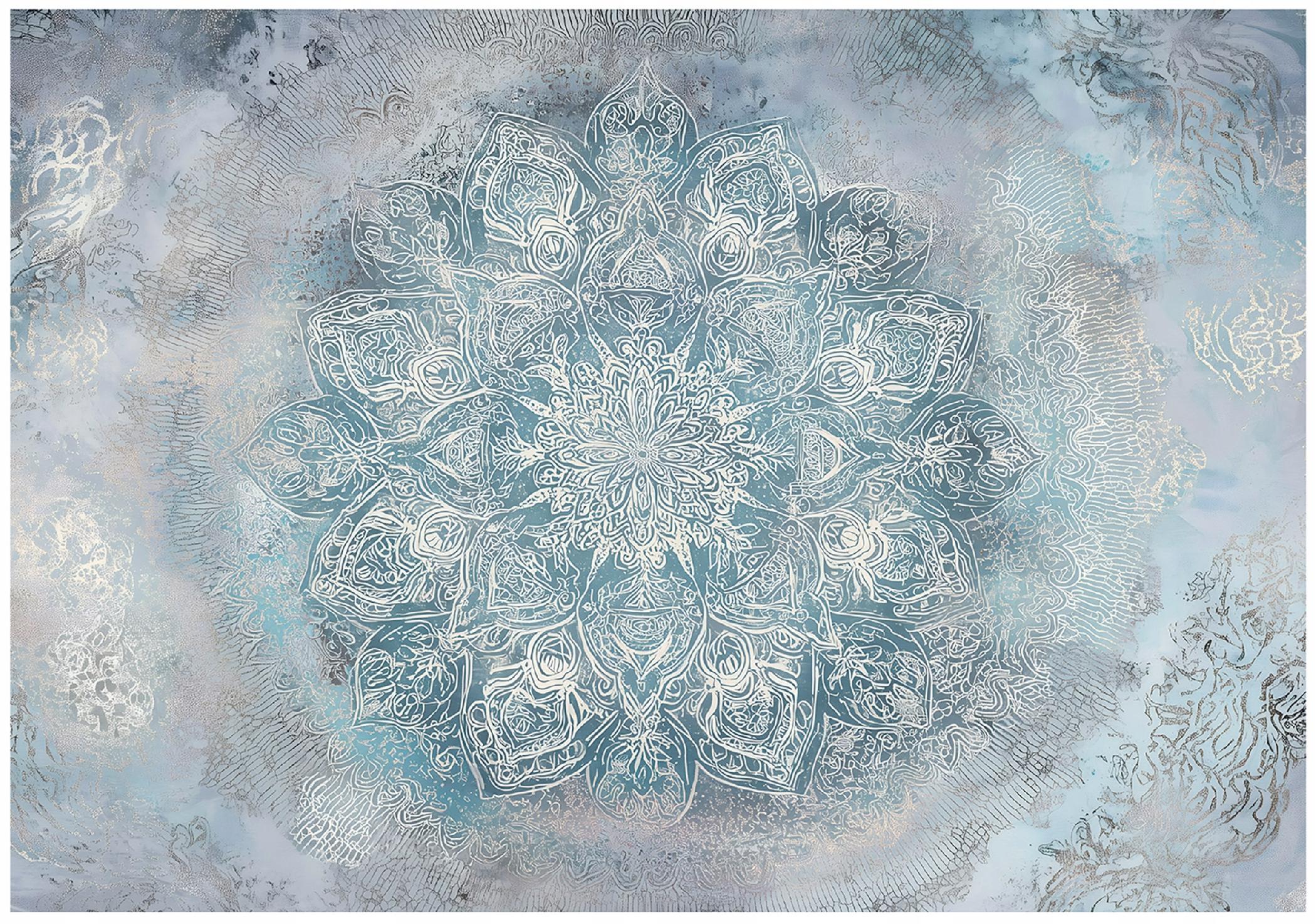 FOTOTAPETE Mandala Beton Blau 150x105 cm - Multicolor, Papier (150/105cm) - Wallarena