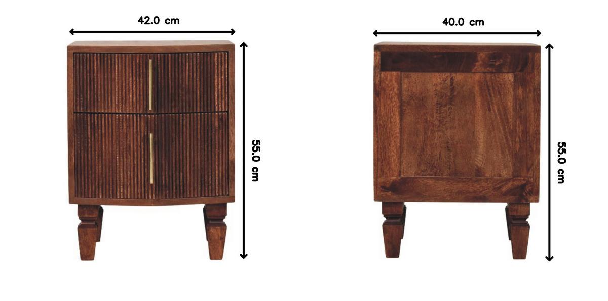 NACHTTISCH mit Amber-Eichen-Finish, 2 Schubladen, T-Bar-Griffe, geröstetes Braun - Braun, Holz (42/55/40cm) - Artisan Furniture