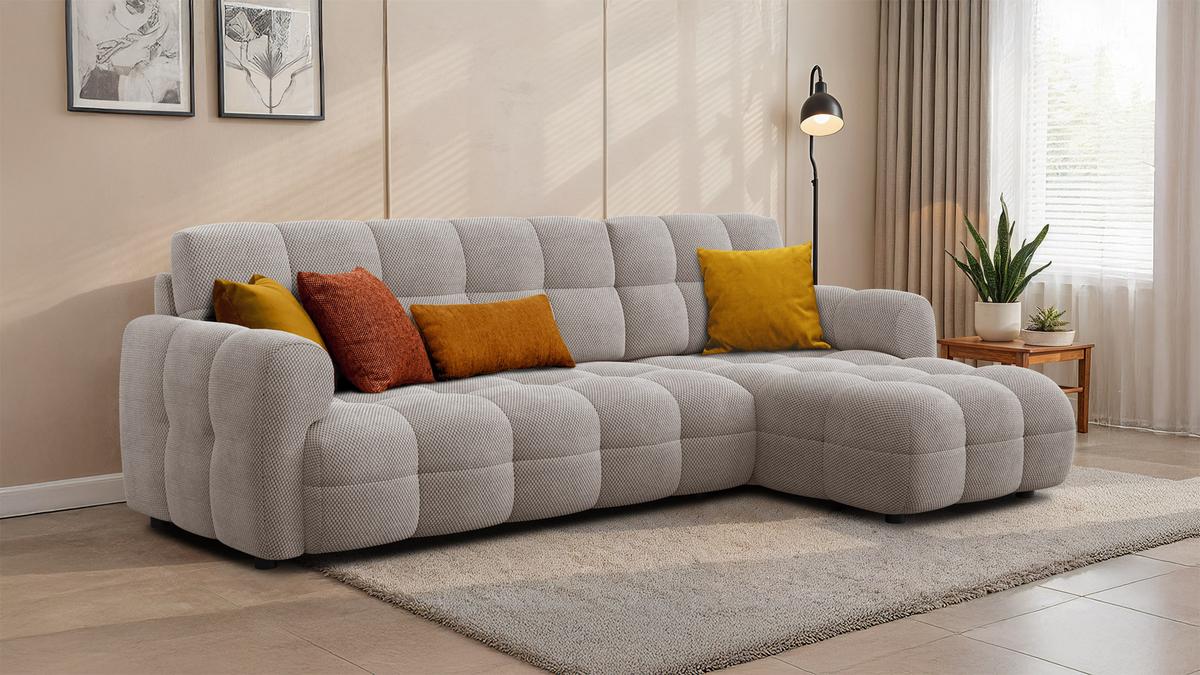 ECKSOFA MELLOW 4-Sitzer, beige - Beige/Schwarz, Holz/Textil (262/156cm) - Wozimo