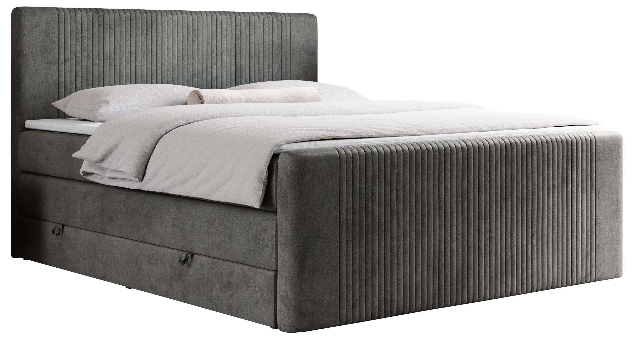 BOXSPRINGBETT KING DOREN 140/200 Dunkelgrau Velvet - H3 - Dunkelgrau, Holz/Textil (140/200cm) - MKS