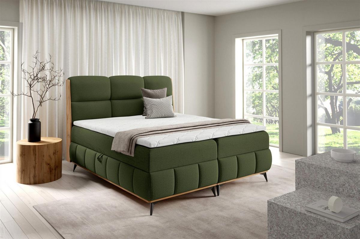 BOXBETT Charlie - Grün, Holzwerkstoff/Textil (140/200cm) - Fun Möbel