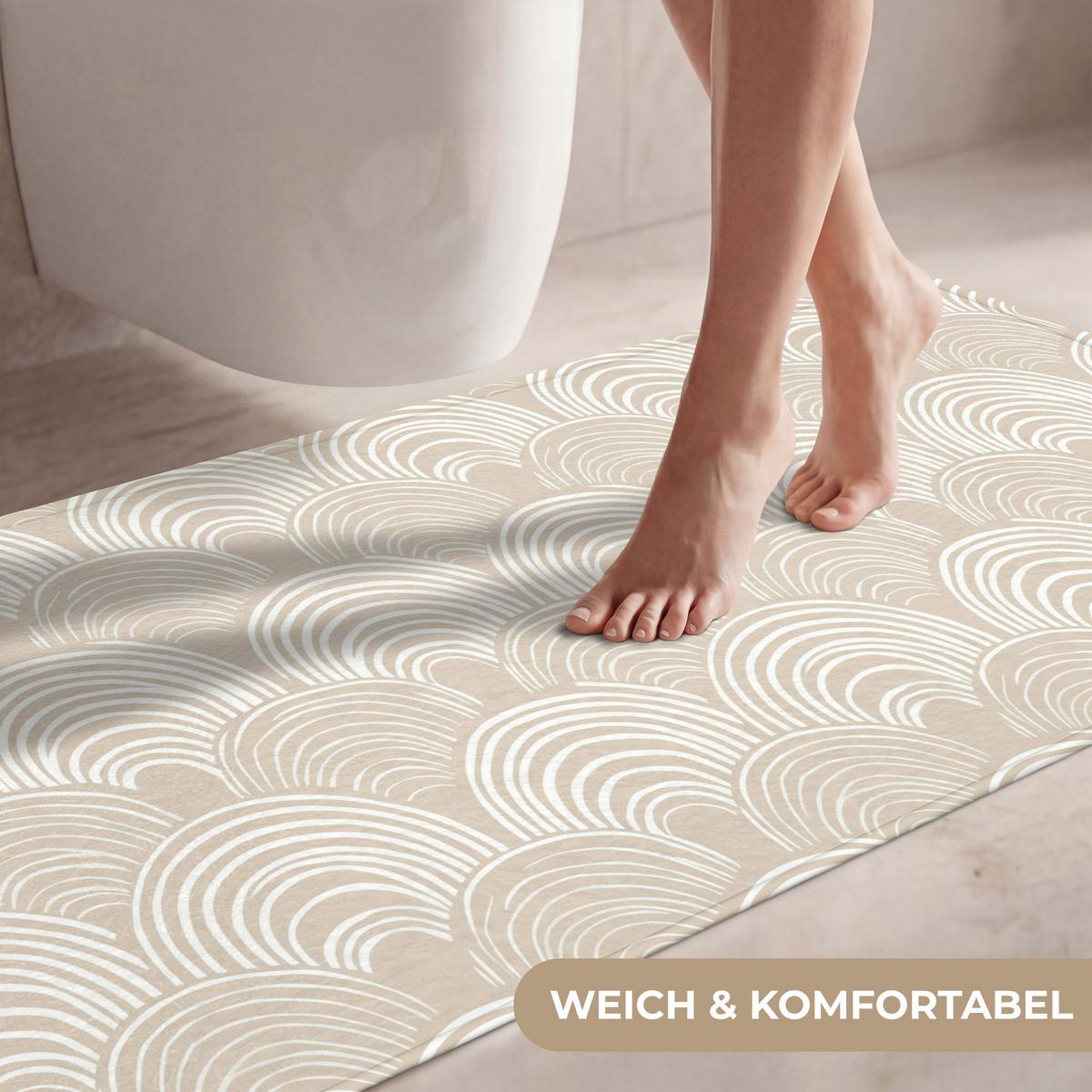 WC-VORLEGER Wellen - Textur - Beige WC Teppich 120x60 cm - Kaschmir, Textil (120/1cm) - OnlyWow