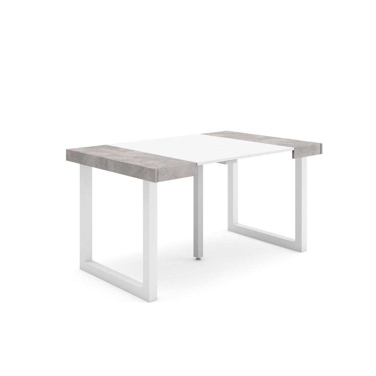 KONSOLENTISCH ausziehbar 58 bis 140cm, für 6 Gäste, zementgrau, 90/58/73cm - Multicolor/Weiß, Holzwerkstoff (90/140/73cm) - Skraut Home