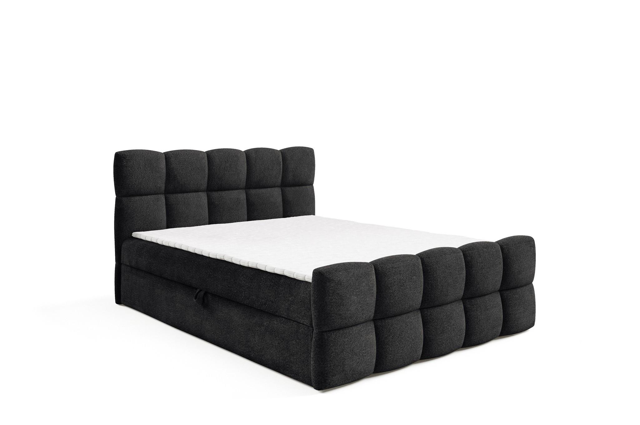 BOXBETT Satine Premium - Schwarz, Holzwerkstoff/Textil (180/220cm) - Fun Möbel