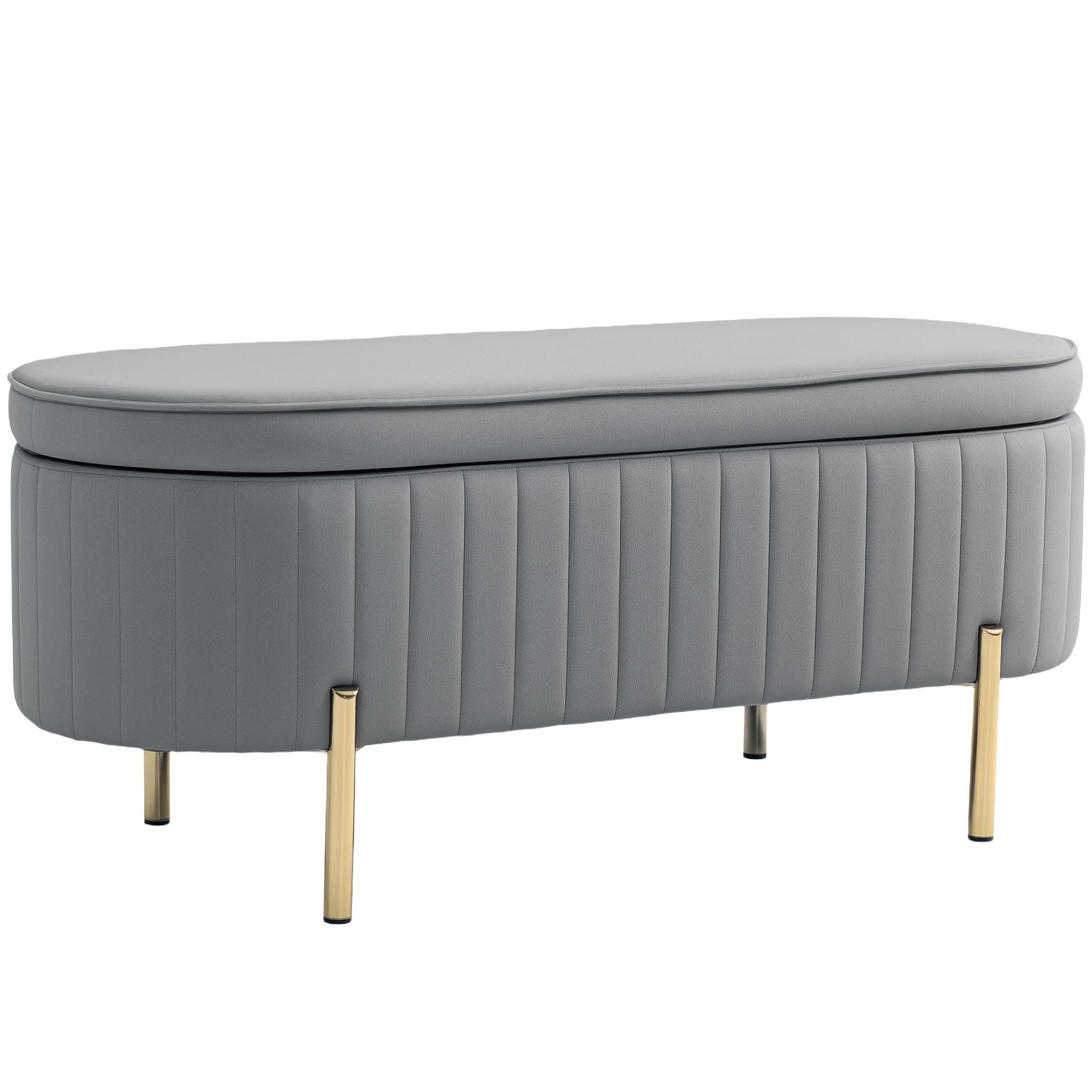 SITZBANK Polyester Metall Grau - Goldfarben/Grau, Textil/Metall (42/45.5/107cm) - HOMCOM