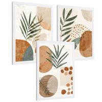 POSTER 3er Kunstdruck-Set Wandbilder Floral Abstrakt modern Wohnzimmer Deko, Schlafzimmer, Küche, Badezimmer Weißer Rahmen A3 - Weiß, Papier (29.7/1/42cm) - Nacnic