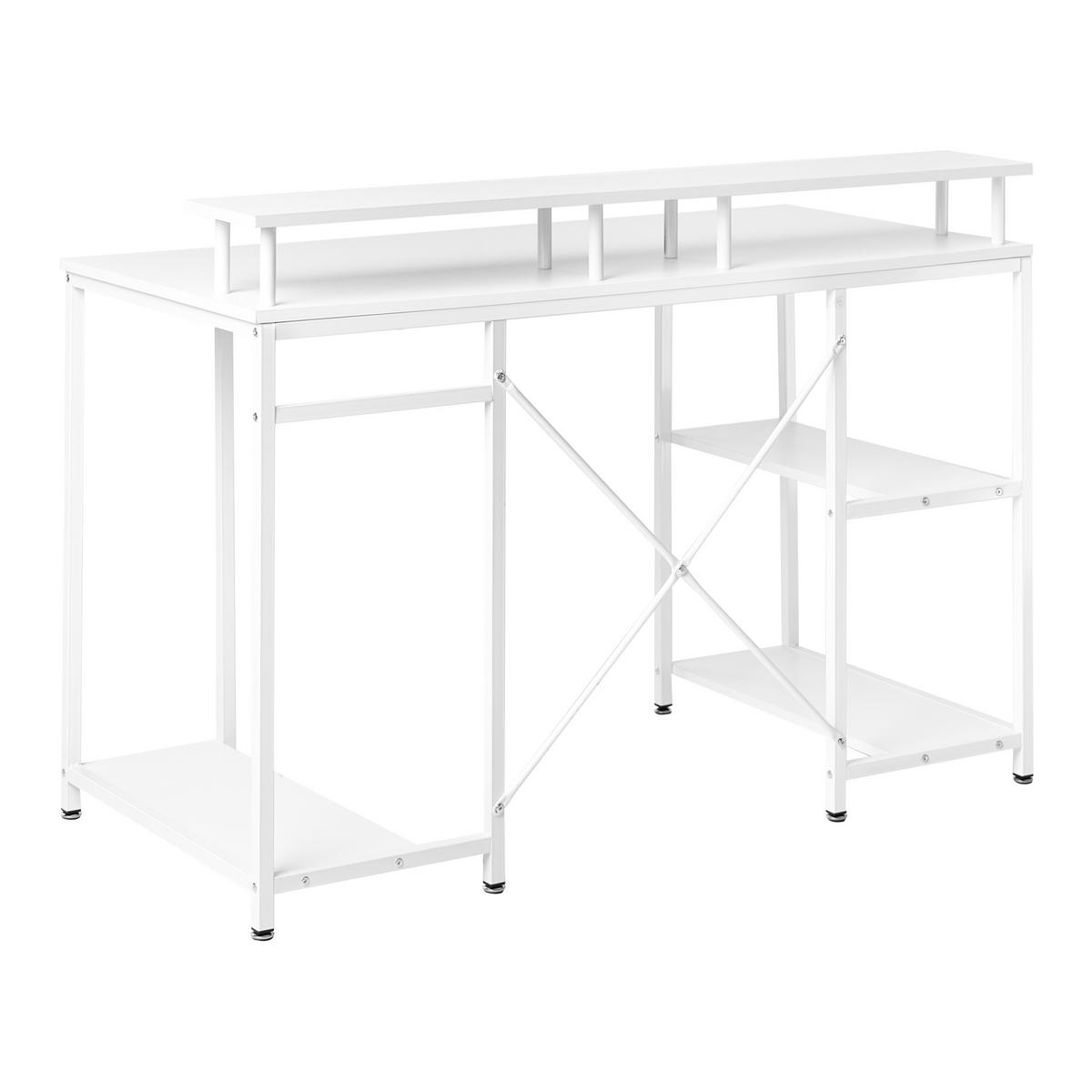 SCHREIBTISCH Weiß 120/60 cm mit Fächern Caddo - Weiß, Holzwerkstoff (60/120/86cm) - Beliani