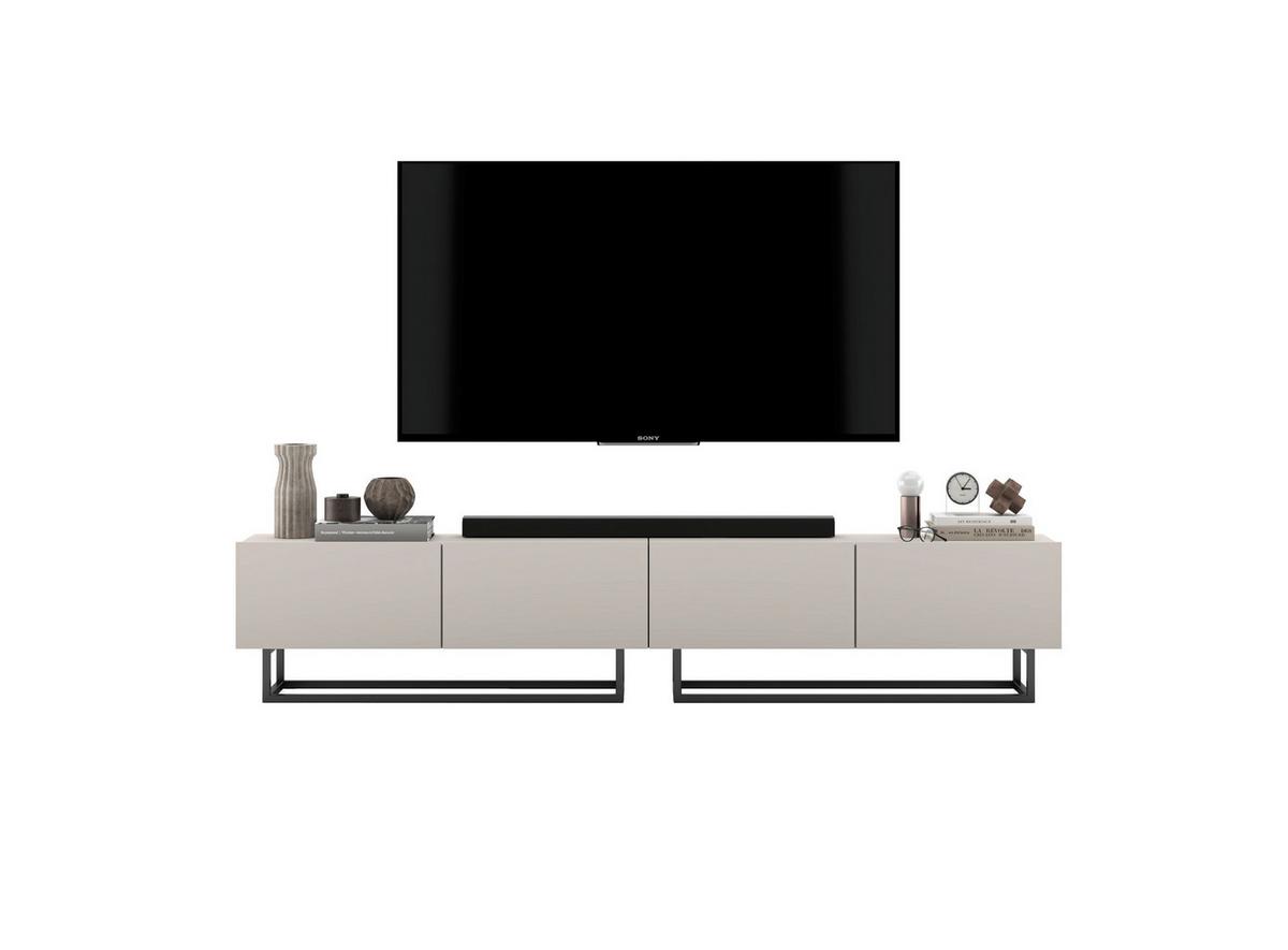 TV-LOWBOARD 2-er Set Enjoy Kaschmir Matt mit Metallrahmen 120 cm - Kaschmir/Schwarz, Holzwerkstoff/Metall (240/46/35cm) - Meble Lindner
