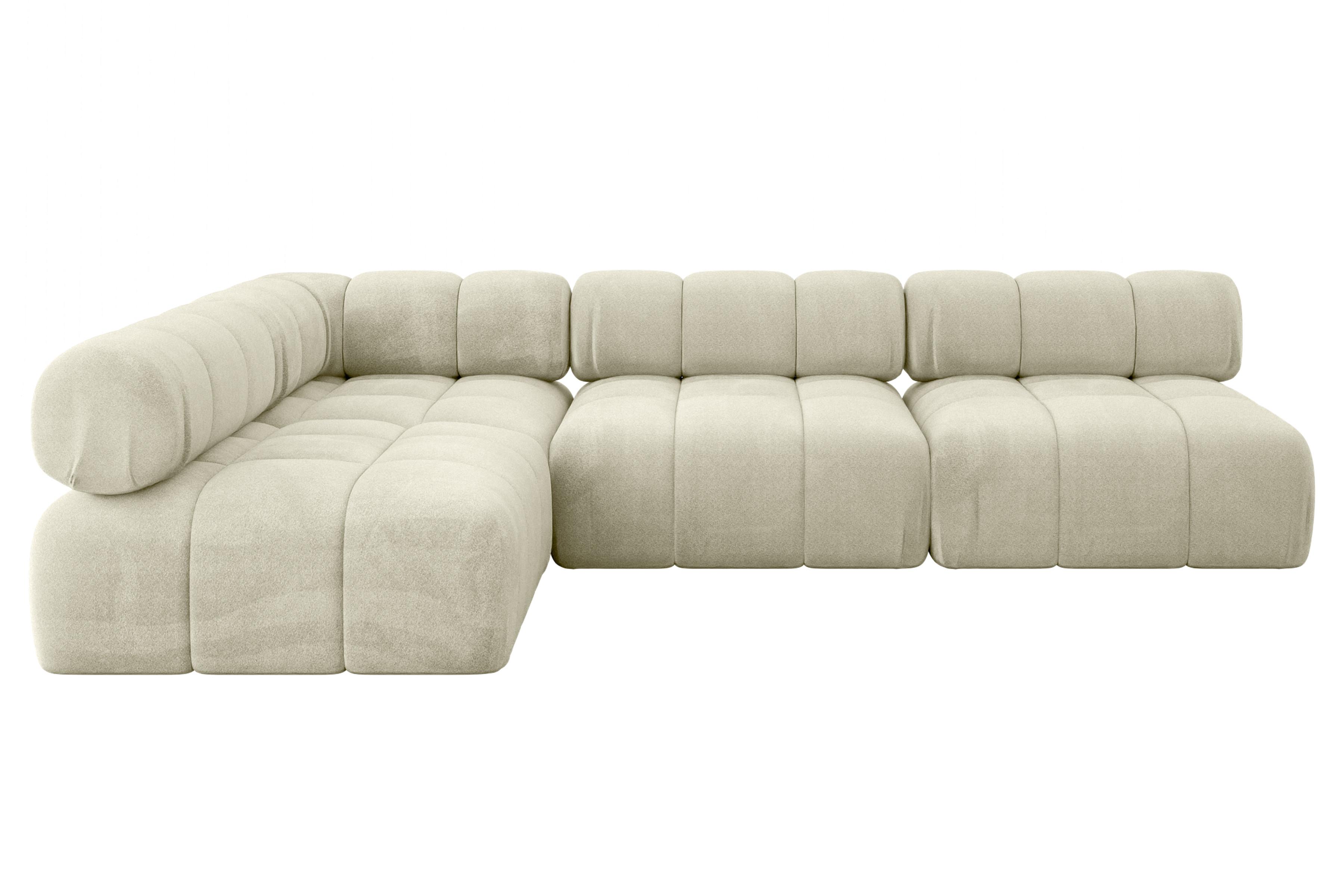ECKSOFA modulares Sofa Samaro-L2 - 285x190x70 cm Beige Velours - Beige, Holzwerkstoff/Textil (285/190cm) - ALTDECOR