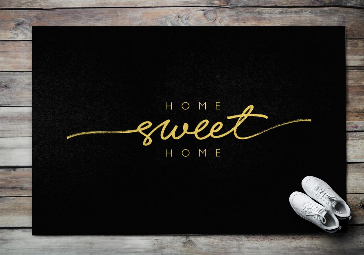 FUSSMATTE 150 x 100 cm Sweet Home - Gelb/Schwarz, Textil (150/100cm) - TULUP