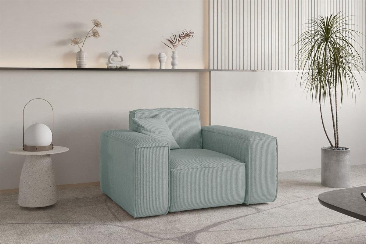 SOFASET Celes Premium 3-2-1 Stoff Scala - Pastellblau, Holzwerkstoff/Textil (225/73/88cm) - Fun Möbel
