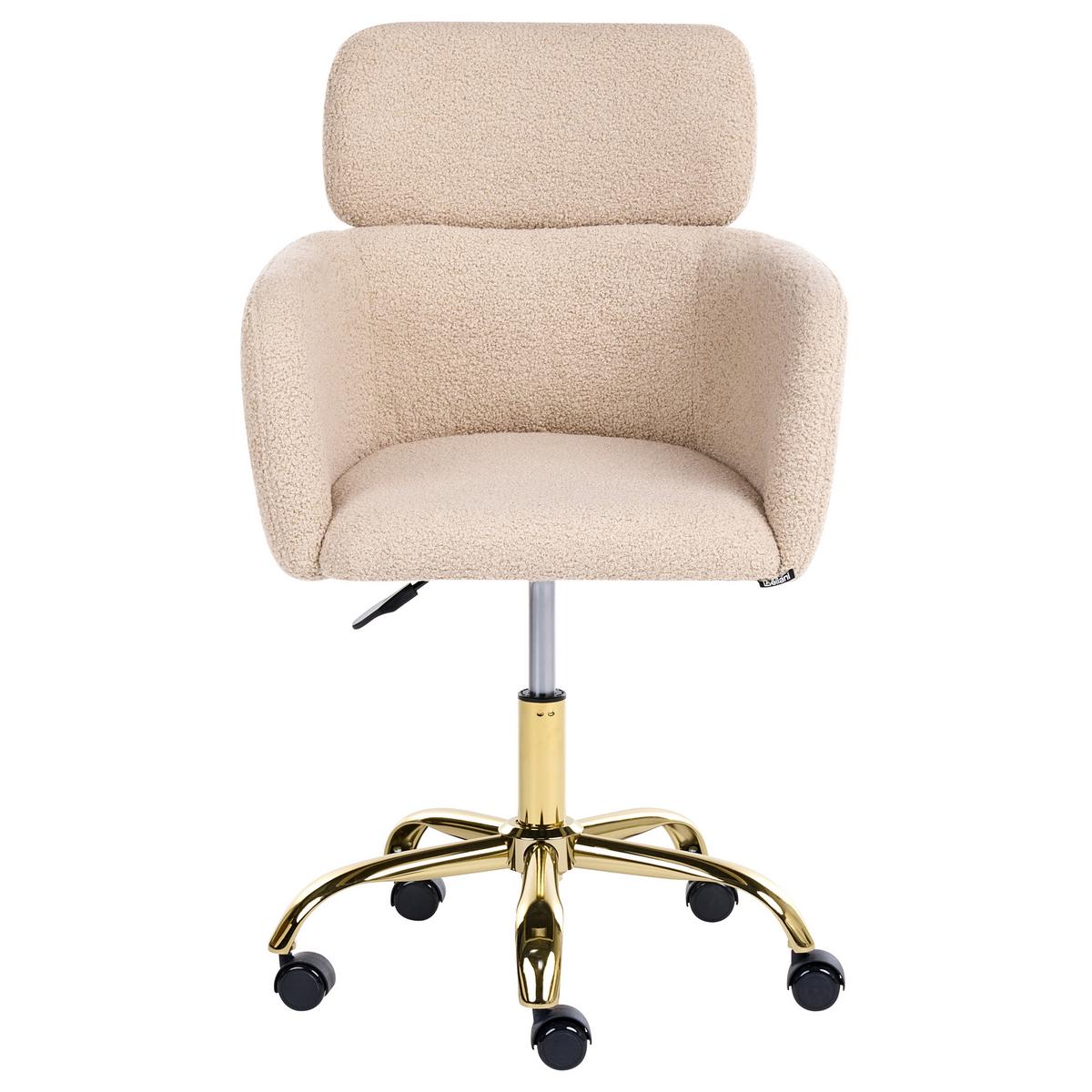 SCHREIBTISCHSTUHL Bouclé Hellbeige Alena - Beige, Textil (60/84/60cm) - Beliani