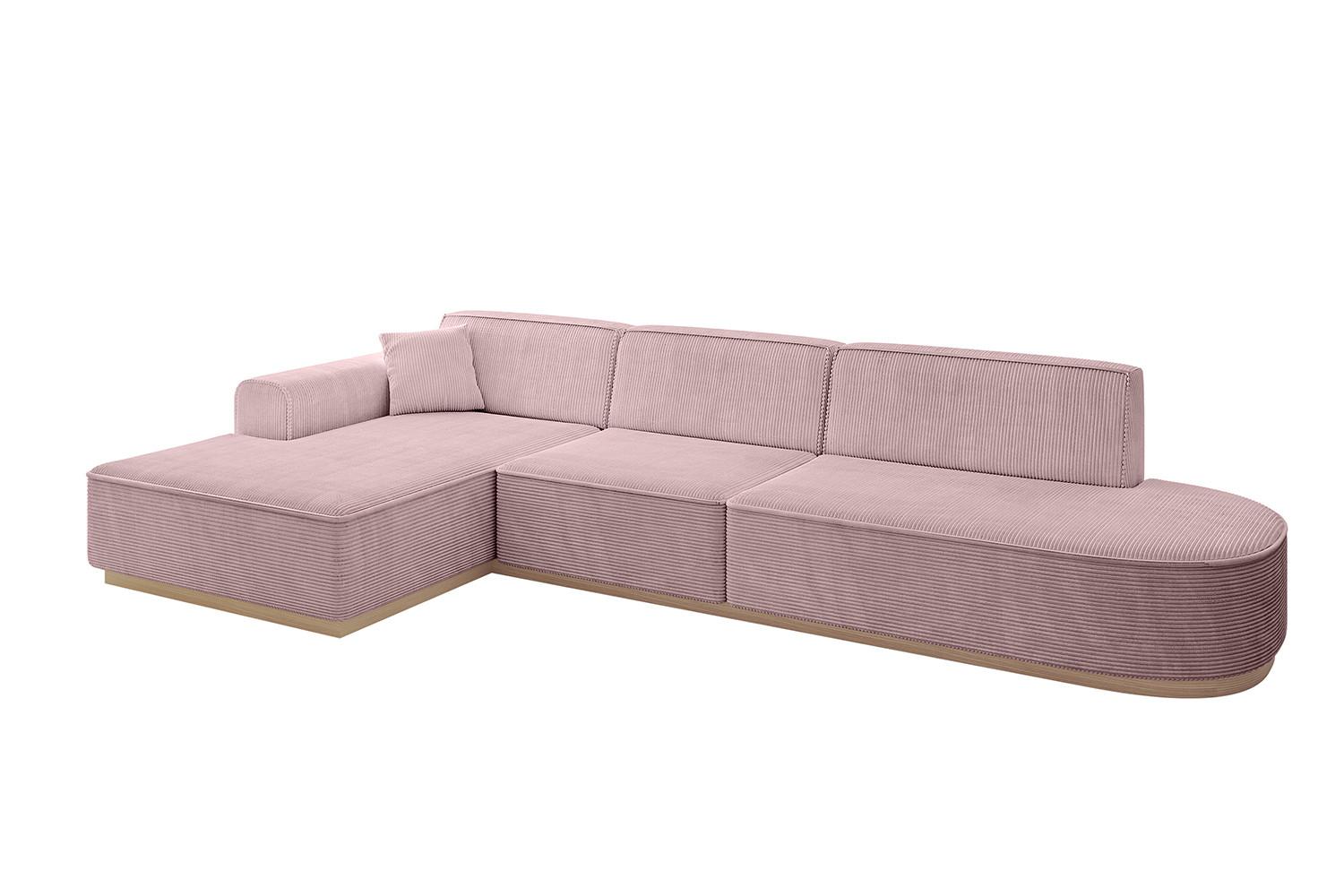 ECKSOFA Ottomane Links IREA-L2 - 327x165x80 cm Rosa - Rosa, Holzwerkstoff/Textil (327/165cm) - ALTDECOR