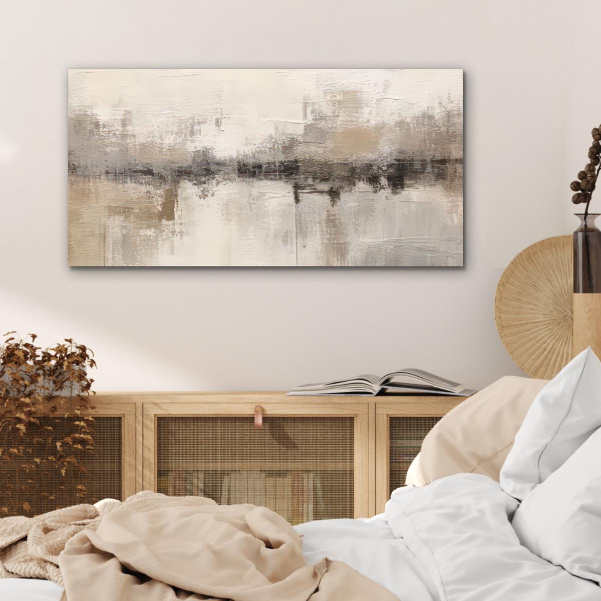 METALLBILD Moderne Kunst - Abstrakt - Beige 80x40 cm - Beige, Metall (80/40cm) - MuchoWow