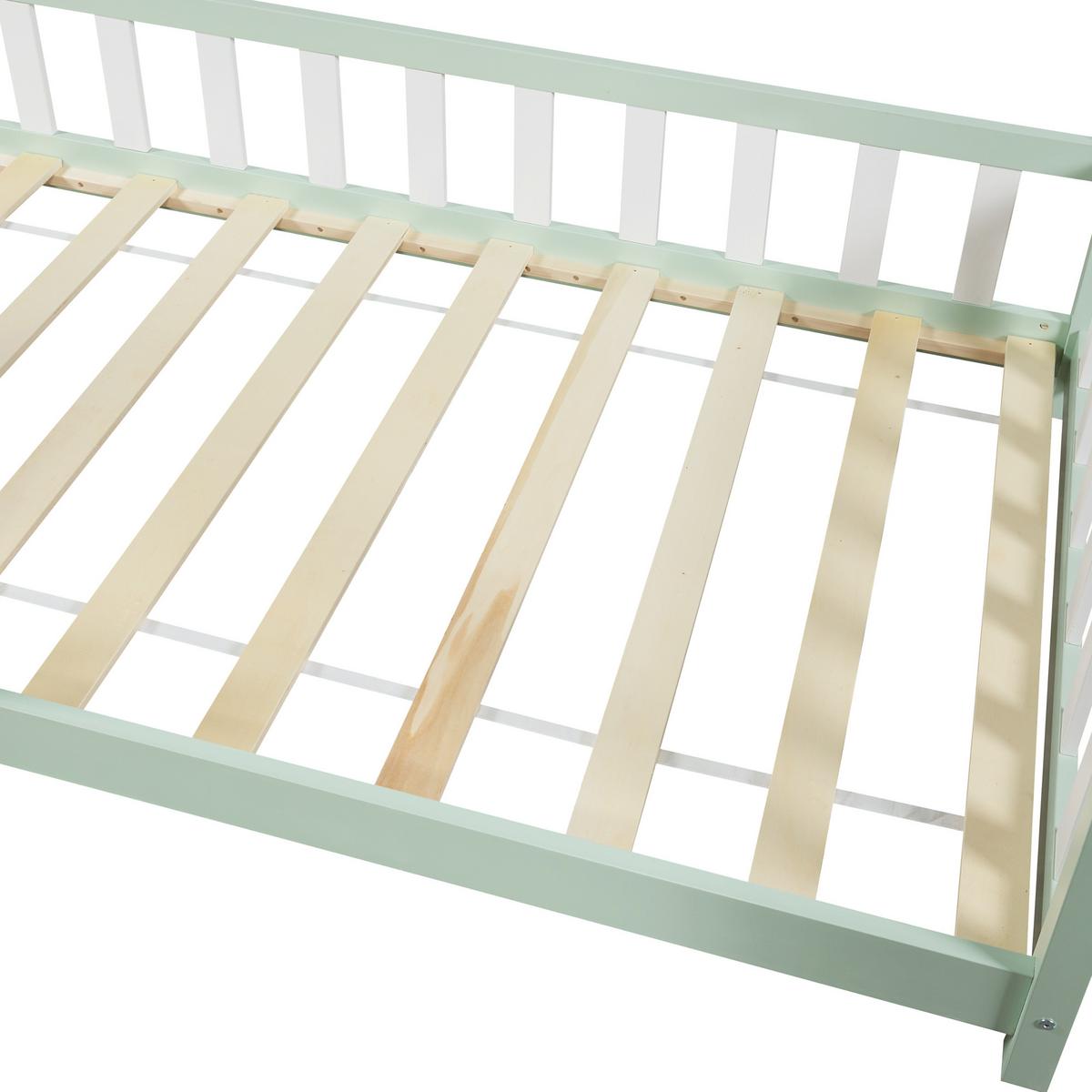 HAUSBETT Hesel - Mintgrün, Holz (90/200cm) - [en.casa]