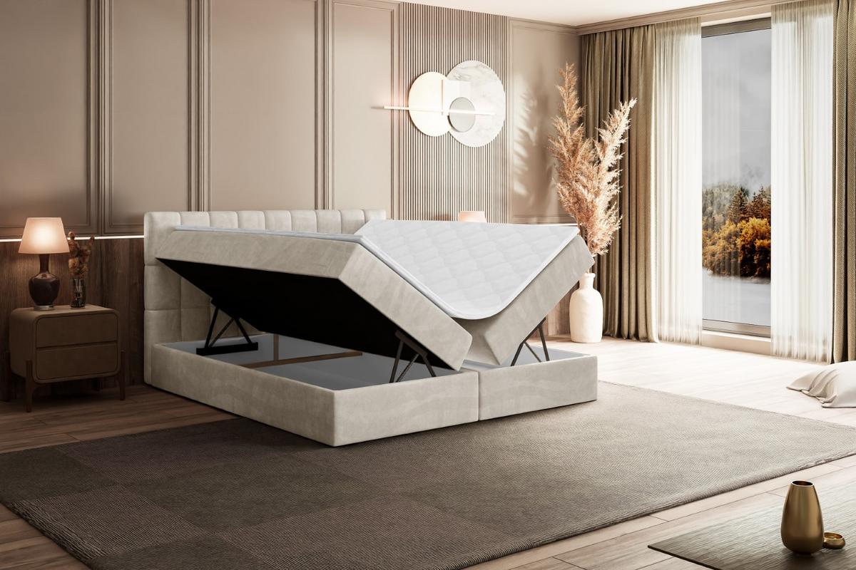 BOXBETT mit Matratze H3 und Lattenrost - MIAMI - 140x200 cm Ecru - Ecru, Holzwerkstoff (140/200cm) - ALTDECOR