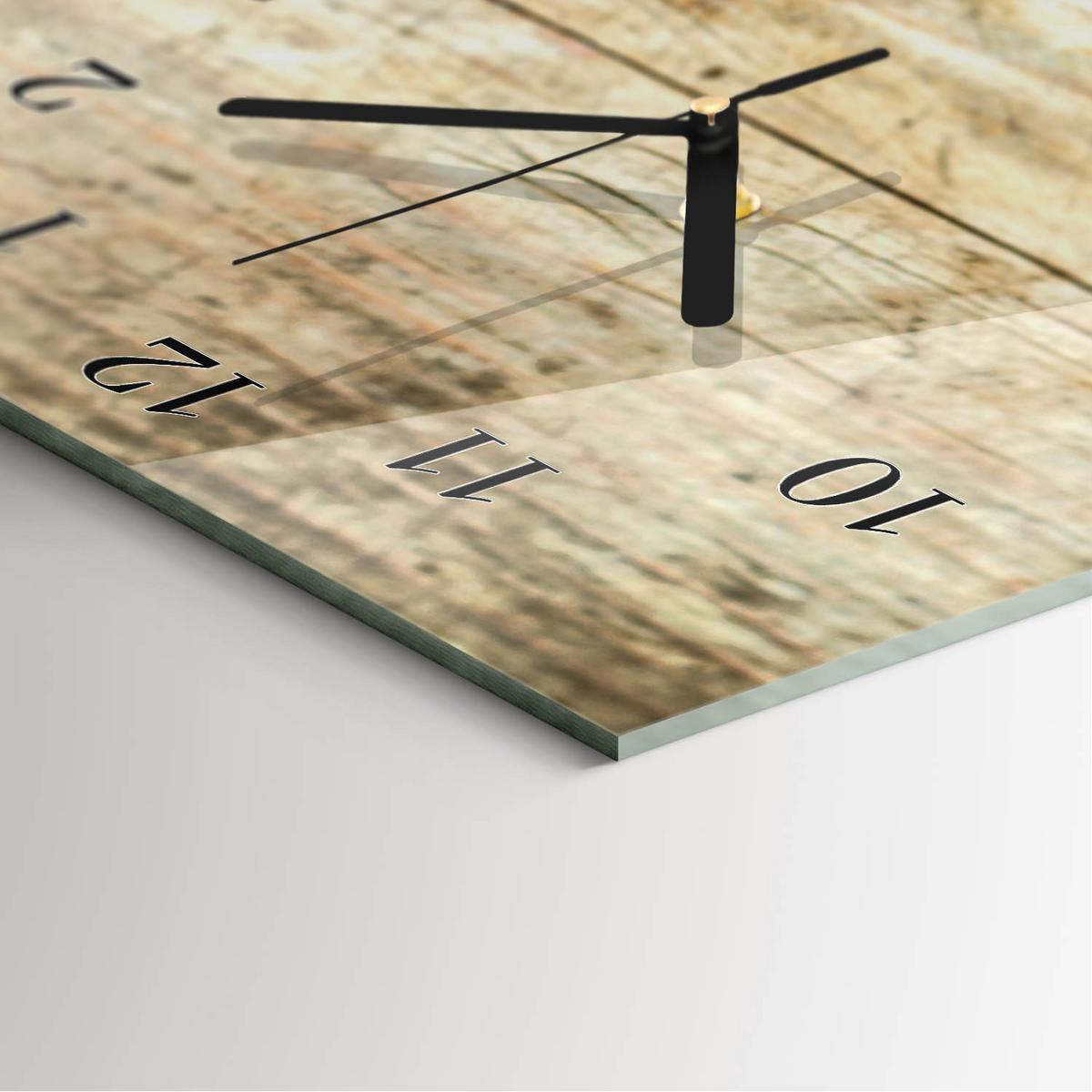 WANDUHR aus Glas 30x60 cm - Kaffeebohnen Holz - Braun, Glas (30/60/0.4cm) - TULUP