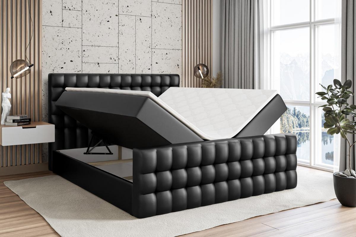 BOXBETT VIONE-Z - 180 x 200 - H4 - Schwarz Hochglanz - Schwarz Hochglanz, Holzwerkstoff (180/200cm) - ALTDECOR
