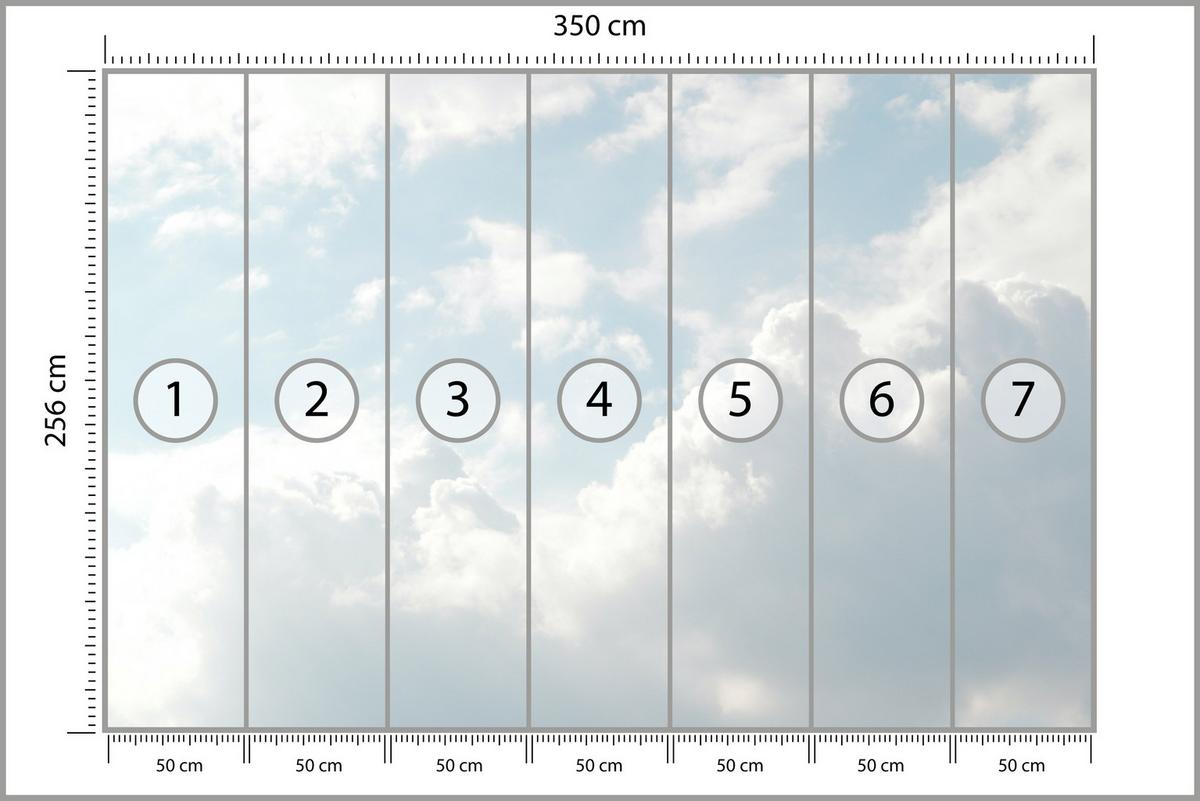 FOTOTAPETE für Schlafzimmer Dichte Weiße Wolken Himmel 350x256 - Blau/Weiß, Papier (350/256cm) - Muralo