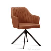 ARMLEHNSTUHL drehbar (8er-Set) Dennie 58x81x60 Schwarz/Cognac - Cognac/Schwarz, Kunststoff (60/81/58cm) - 58aufmkessel