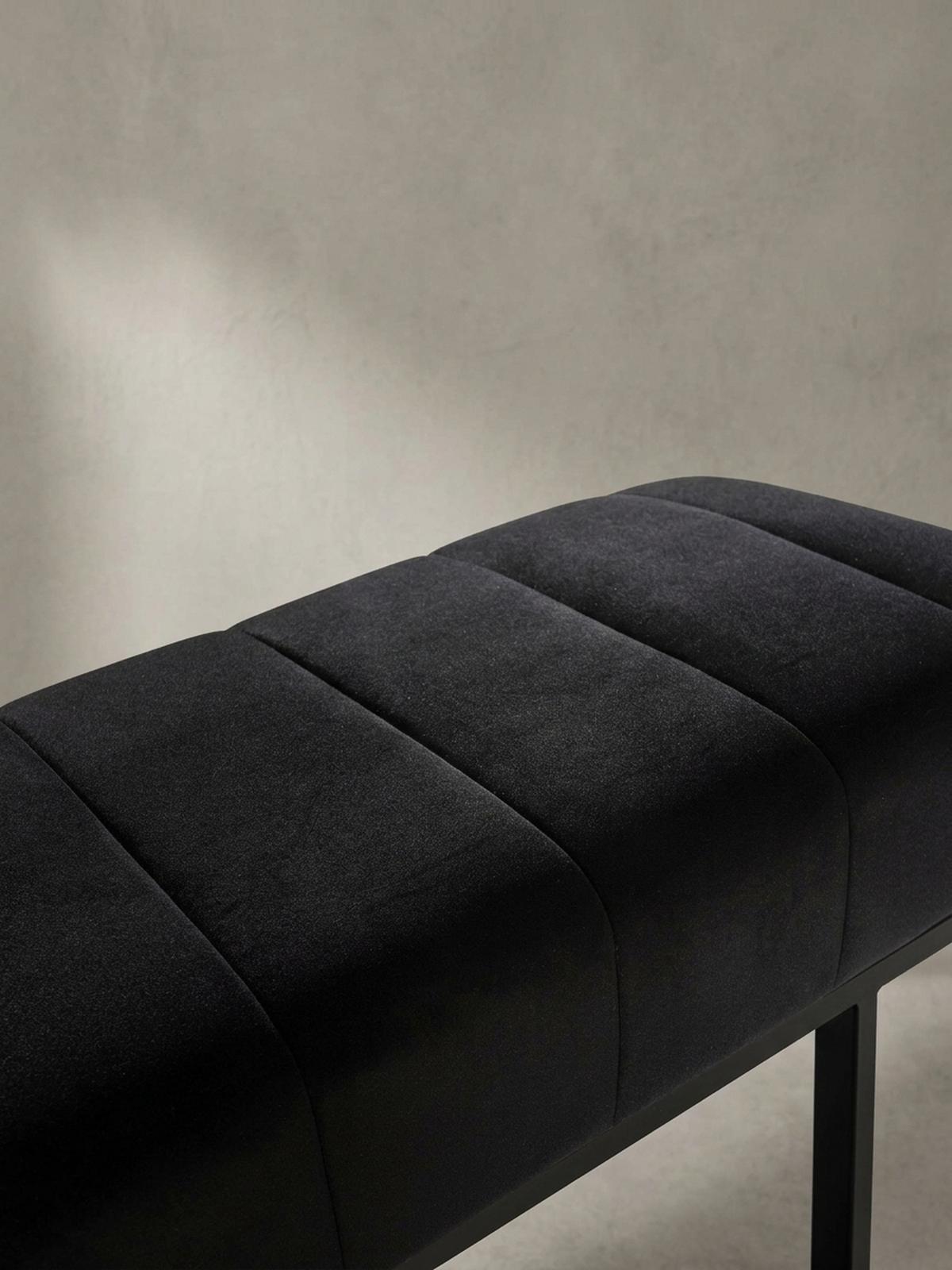 SITZBANK Samt Metallgestell gepolstert, Schwarz 108x40x40 cm - Schwarz, Textil/Metall (108/40/40cm) - KADIMA DESIGN
