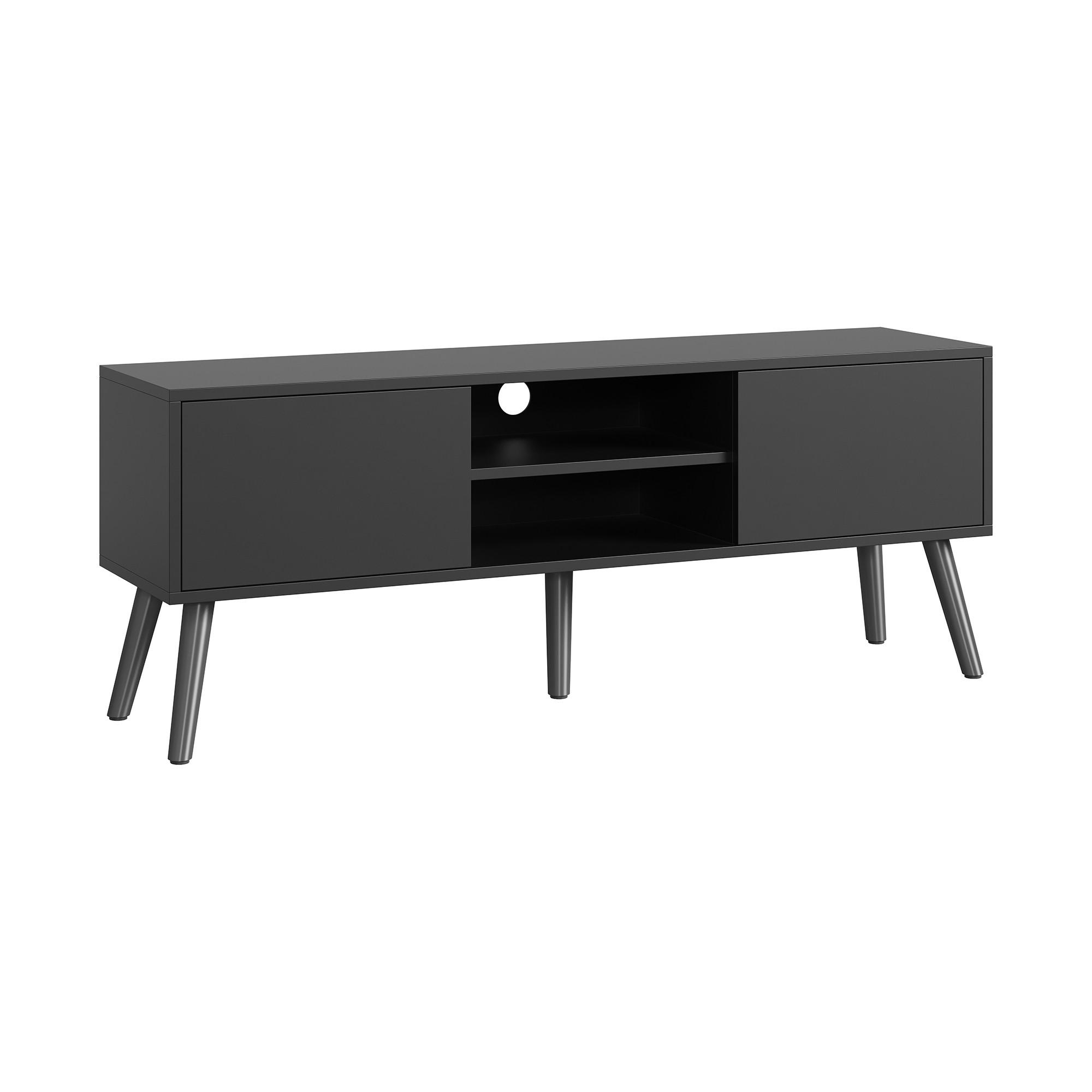 LOWBOARD Eskilstuna - Dunkelgrau, Holz/Holzwerkstoff (120/46.5/29.5cm) - [en.casa]