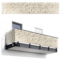 BALKON-SICHTSCHUTZ Ziegel - Wand - Licht - Weiß Deko XXL 500x100 cm - Creme, Kunststoff (500/100cm) - MuchoWow