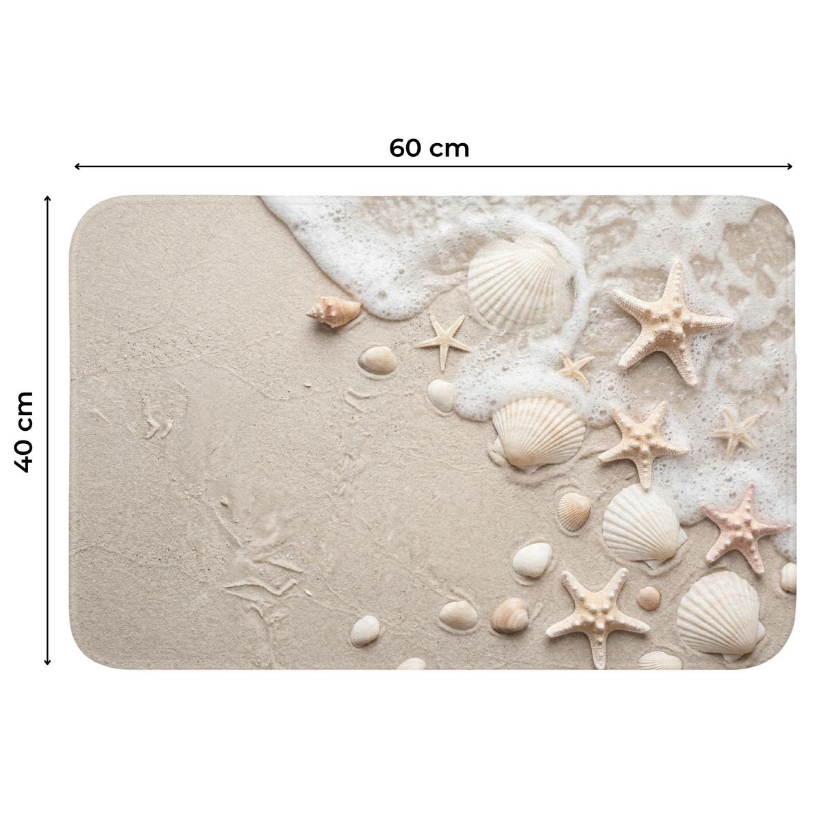 WC-VORLEGER Muscheln - Seesterne - Strand Toilettenvorleger 60x40 cm - Sandfarben, Textil (60/1cm) - OnlyWow