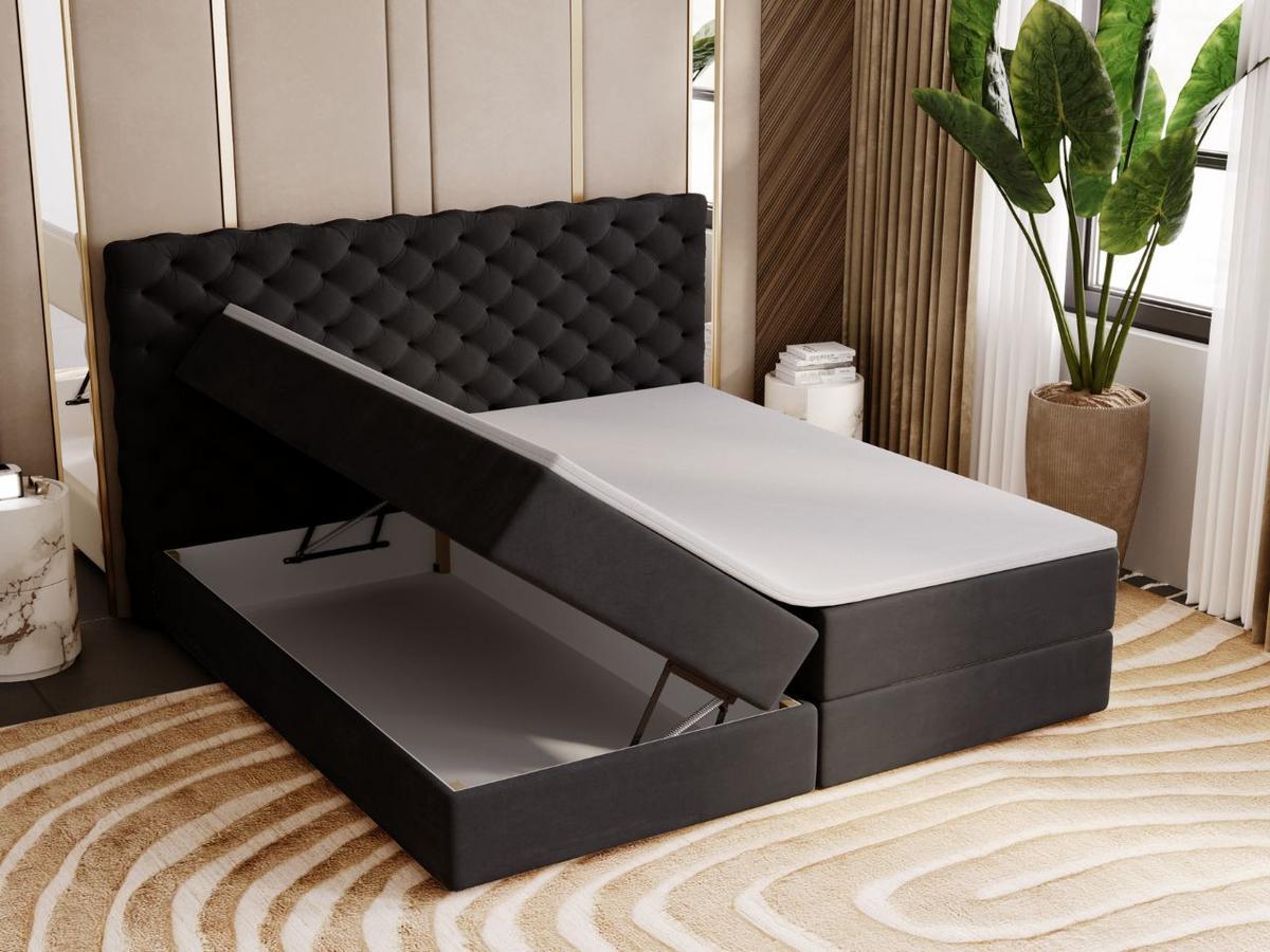 BOXBETT Bergamo 140x200 Schwarz - Schwarz, Holz/Textil (140/200cm) - Graingold