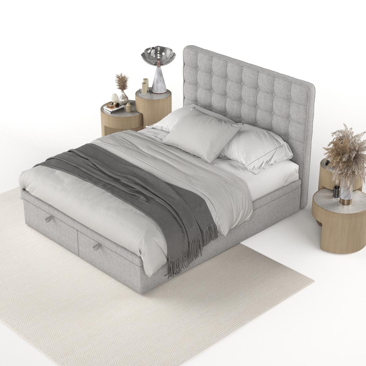 POLSTERBETT Celestia mit Stauraum 160/200 cm Grau im Megan Stoff - Schwarz/Grau, Holz/Holzwerkstoff (160/200cm) - AltaBeds