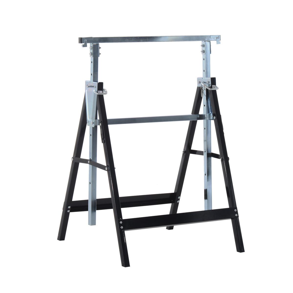 UNTERSTELLBOCK, 2 x Gerüstbock, Schwarz - Schwarz, Metall (68/58/130cm) - HOMCOM