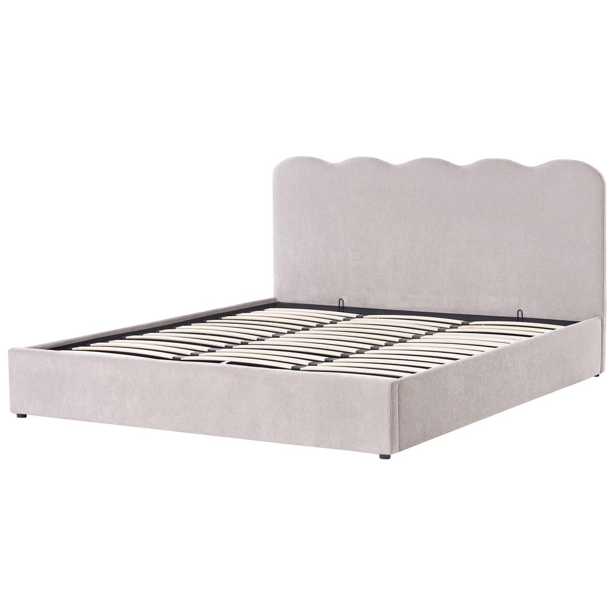 BETT mit Stauraum 180/200 cm Chenillegewebe Taupe Nanterre - Taupe, Textil (180/200cm) - Beliani