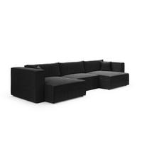 PANORAMASOFA Jimmy 5 Sitzplätze Schwarz - Schwarz, Holz (348/77/148cm) - Petits-meubles