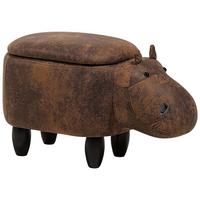 TIERHOCKER Hippo 60/32/35 cm - Braun, Kunststoff/Textil (32/35/60cm) - Beliani