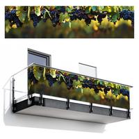 BALKON-SICHTSCHUTZ Trauben - Wein - Natur - Grün Deko XXL 500x120 cm - Weinrot, Kunststoff (500/120cm) - MuchoWow
