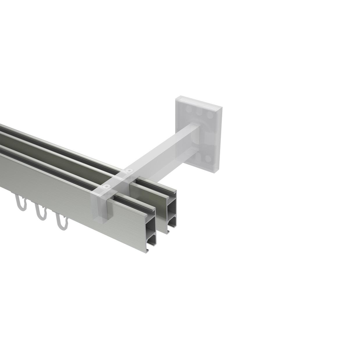 GARDINENSTANGE INNENLAUF Smartline Paxo 600 cm (geteilt in 3 x 200 cm), 2-läufig, 14x35 mm Edelstahl-Optik - Edelstahlfarben, Metall (600cm) - INTERDECO