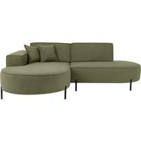 ECKSOFA Hana Loft 3-Sitzer Ecke Links, Boucle, Grün 241/80/168 cm - Schwarz/Grün, Textil/Metall (241/168cm) - WFL GROUP