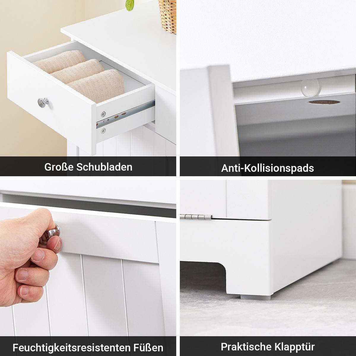 WÄSCHESCHRANK Weiß - Weiß, Holzwerkstoff (78/90/38cm) - SoBuy