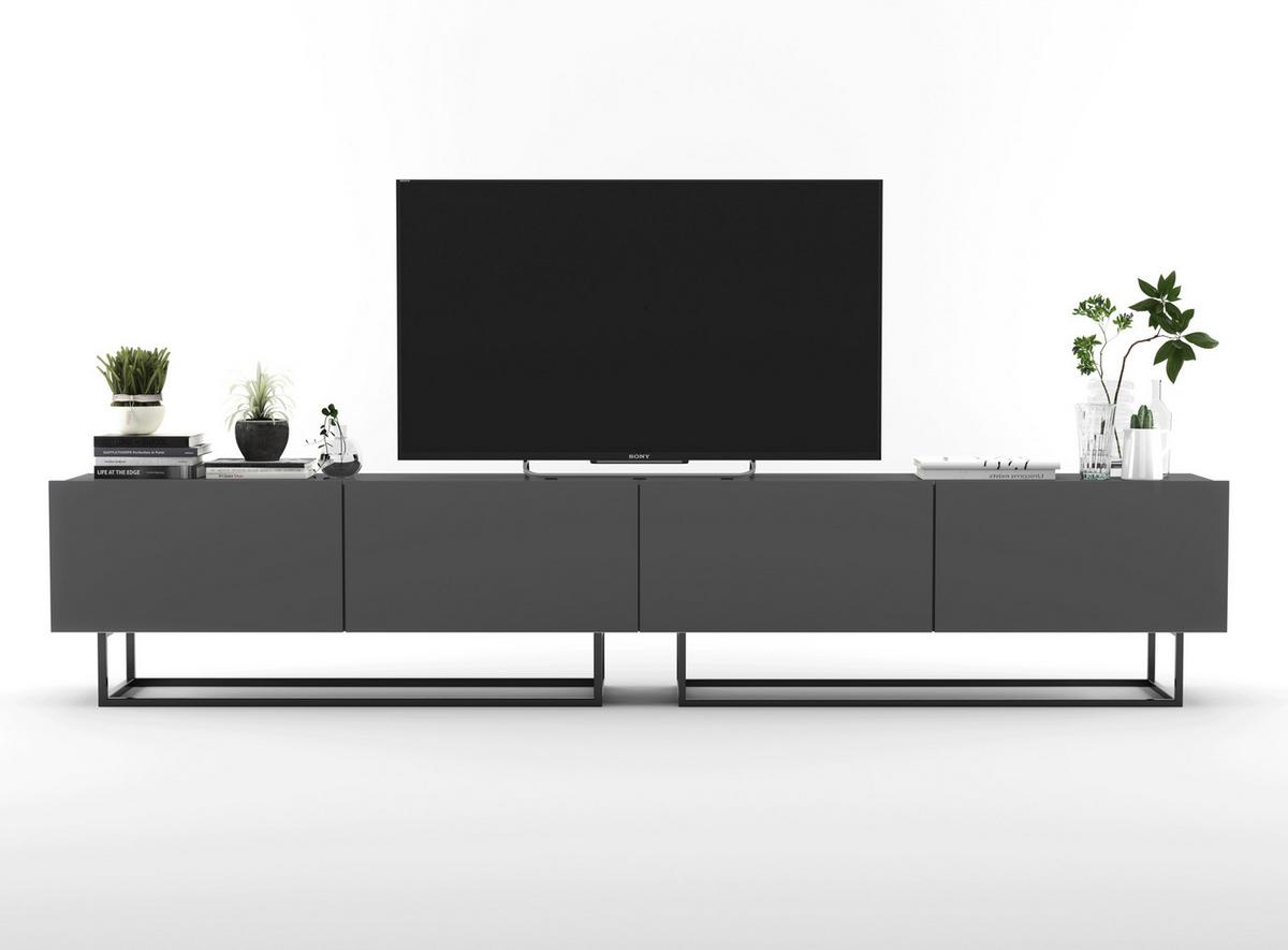 TV-LOWBOARD 2-er Set Enjoy Grau Matt mit Metallrahmen 120 cm - Schwarz/Grau, Holzwerkstoff/Metall (240/46/35cm) - Meble Lindner