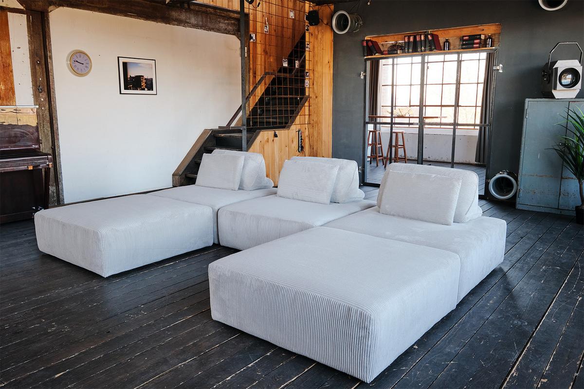 MODULSOFA WIOLO SOFT 5 MODULE 5 KISSEN Hellgrau Cord - Hellgrau/Schwarz, Kunststoff/Textil (333/84/222cm) - KAWOLA
