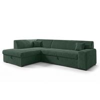 ECKSOFA L Form Minosa Flaschengrün 260/175/71 cm Links mit Schlaffunktion - Dunkelgrün/Schwarz, Kunststoff/Textil (260/175cm) - AX Living