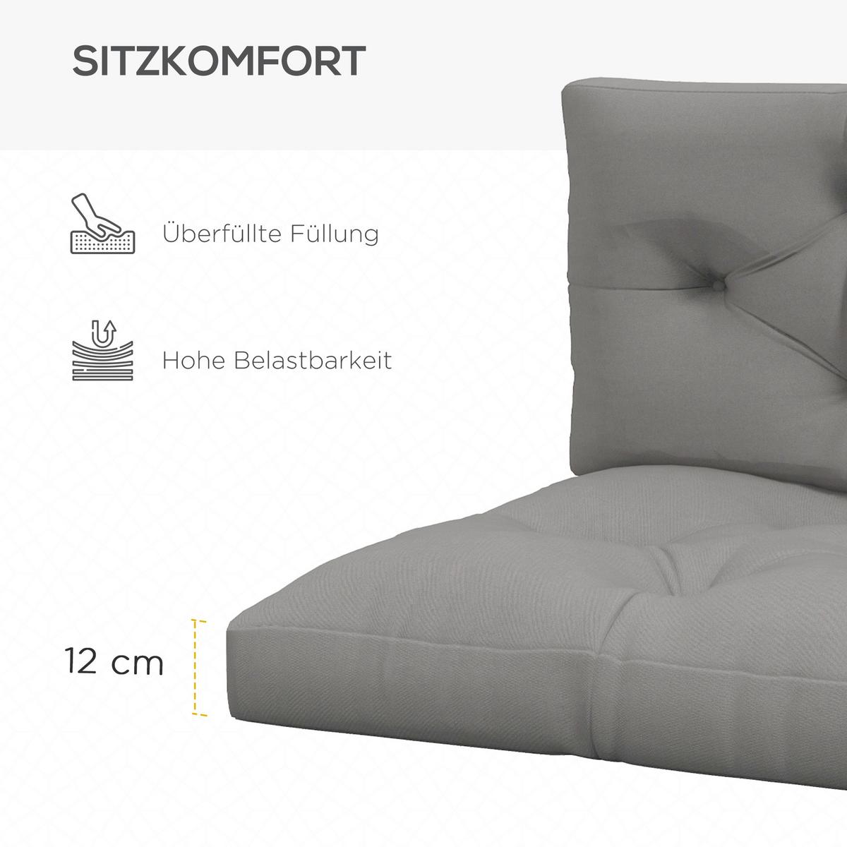 SITZKISSEN 2er Set Polyester Hellgrau - Hellgrau, Textil (80/12/120cm) - Outsunny