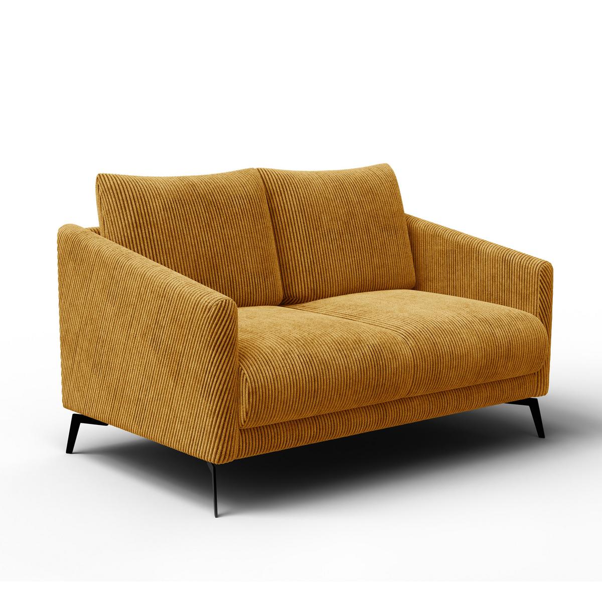 SOFA VILT 2-Sitzer, safran - Gelb/Schwarz, Holzwerkstoff/Textil (142/89/94cm) - Wozimo