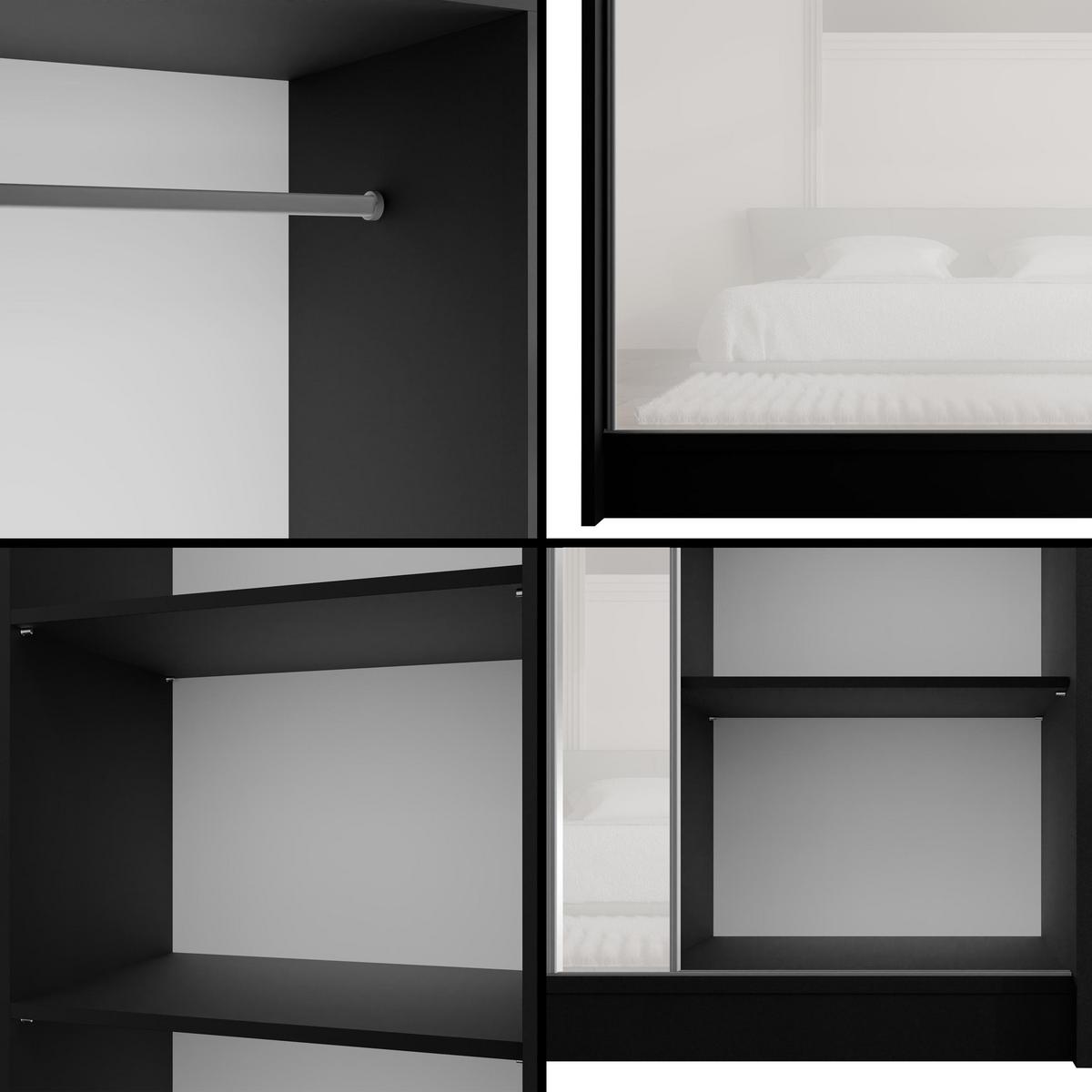 KLEIDERSCHRANK PEKA - 150 cm - Schwarz|Weiß - Schwarz/Weiß, Holzwerkstoff (150/215/61cm) - ALTDECOR
